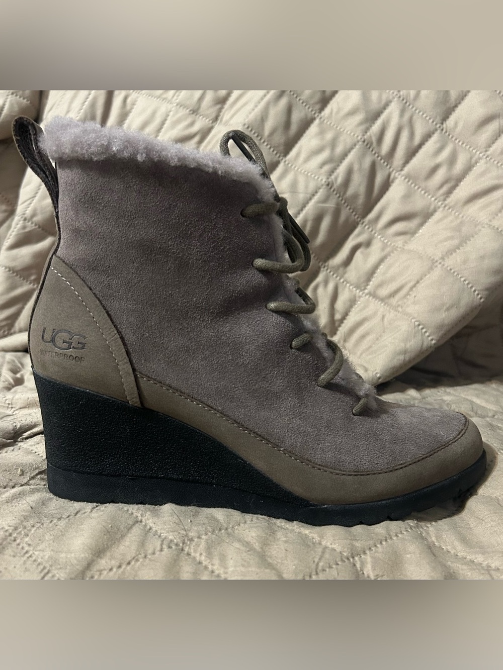 UGG Bridgit Waterproof Suede Wedge Winter
Boots Mole Gray 7